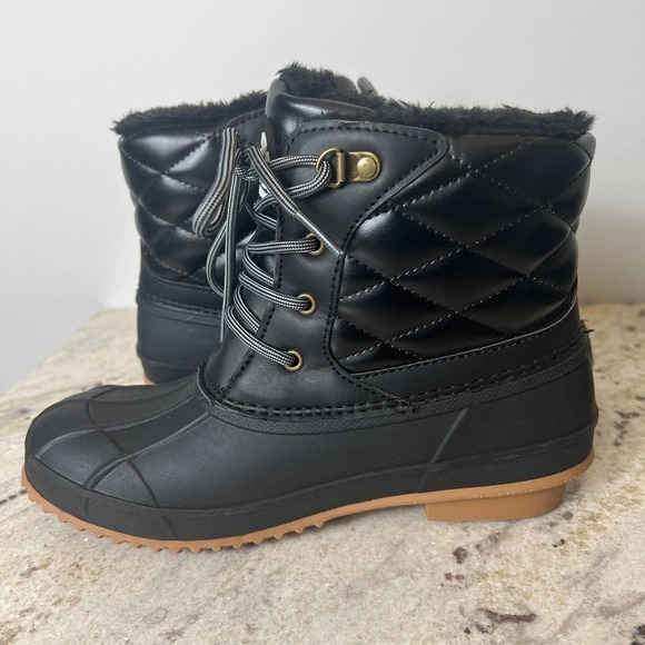 MISHANSHA QUILTED FLEECE LINED‎ ANKLE SNOW BOOTS IN BLACK NWOB WOMEN'S SIZE 7 - Picture 4 of 11